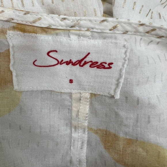 Revolve Sundress Yuma White Gold Foil Leaf Print Maxi Dress Cutout Detail Size S - Picture 4 of 10